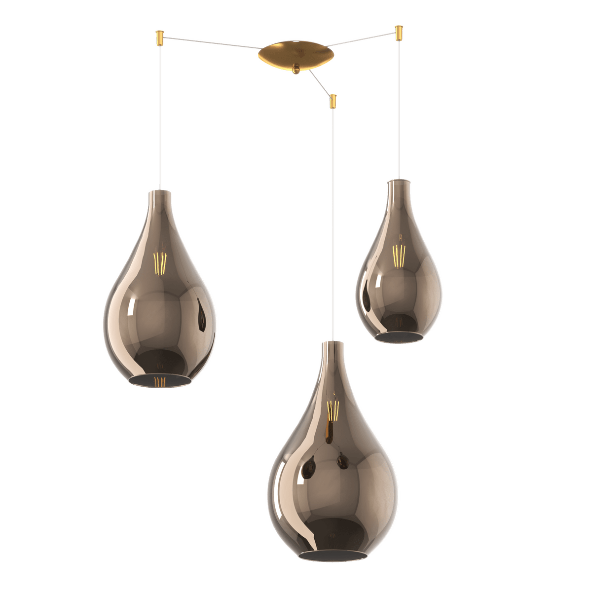 1193OS/S3 S MIX-BR DROP 2.0 SOSP. OTTONE SAT. 3 LUCI SPOSTABILE VETRI (1 PICCOLO+1 MEDIO+1 GRANDE) TUTTI BRONZO