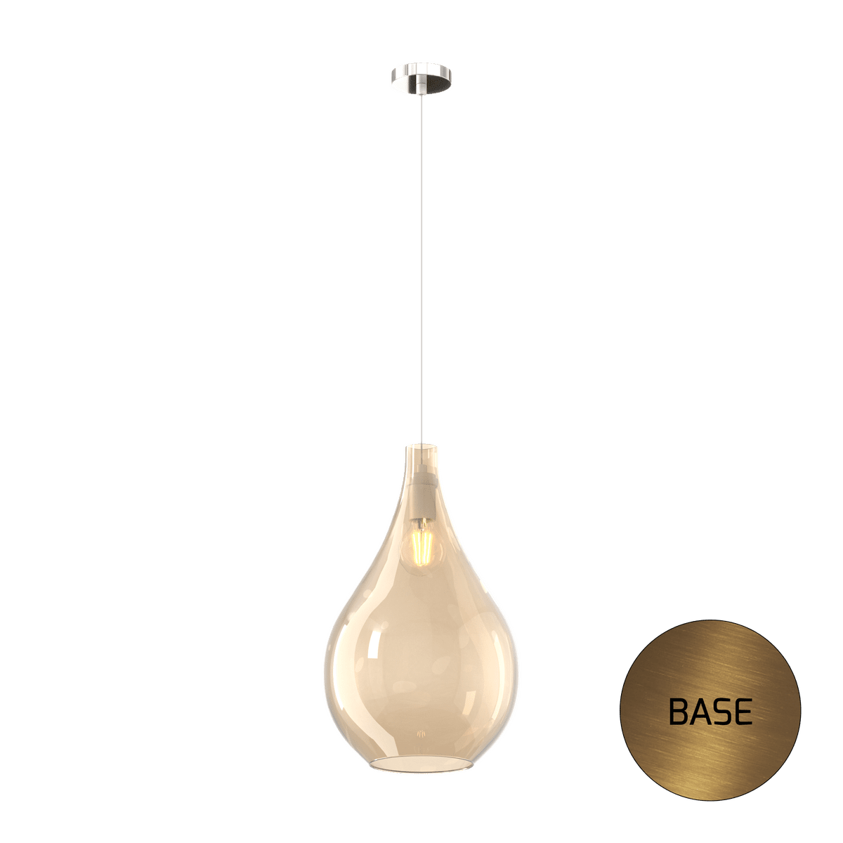 1193OS/SG-AM DROP 2.0 SOSP. OTTONE SAT. 1 LUCE VETRO GRANDE AMBRA