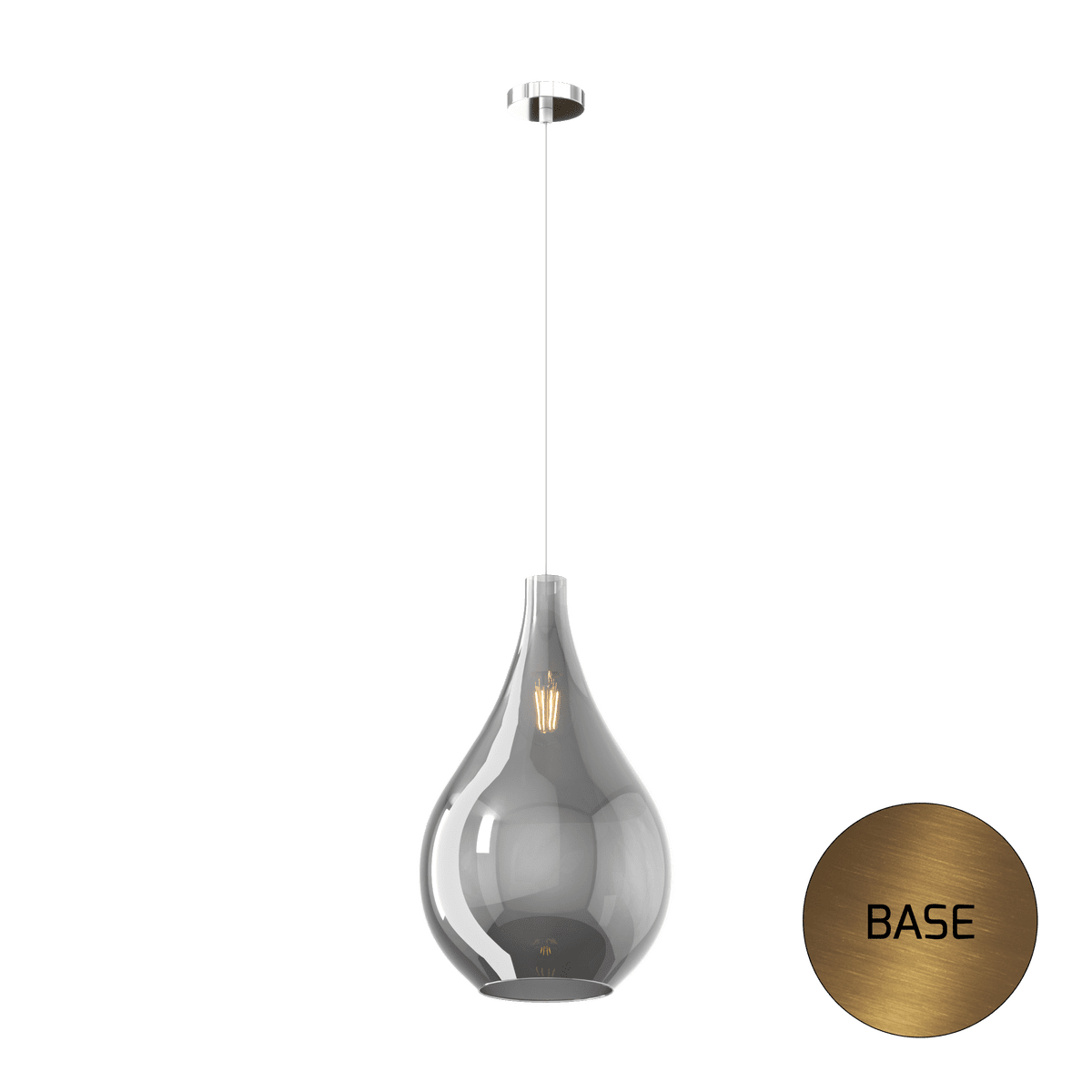 1193OS/SG-FU DROP 2.0 SOSP. OTTONE SAT. 1 LUCE VETRO GRANDE FUME'