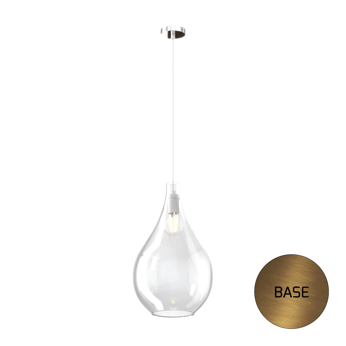 1193OS/SG-TR DROP 2.0 SOSP. OTTONE SAT. 1 LUCE VETRO GRANDE TRASPARENTE