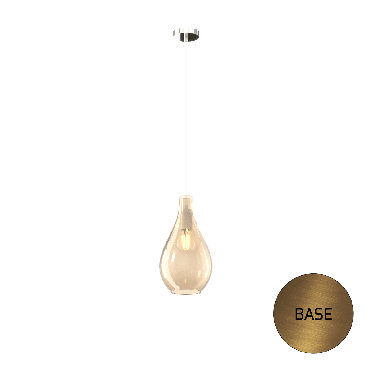 1193OS/SP-AM DROP 2.0 SOSP. OTTONE SAT. 1 LUCE VETRO PICCOLO AMBRA