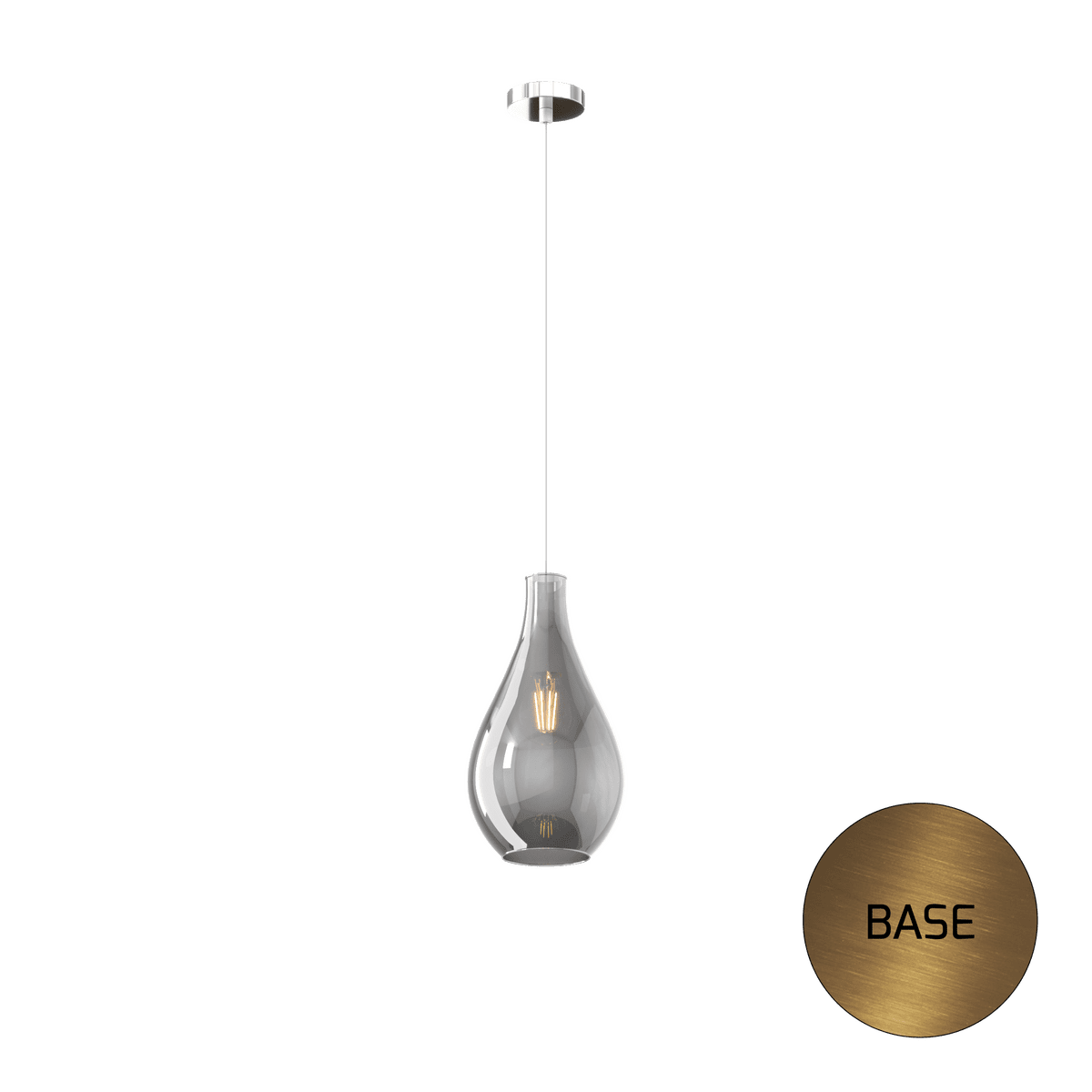 1193OS/SP-FU DROP 2.0 SOSP. OTTONE SAT. 1 LUCE VETRO PICCOLO FUME'