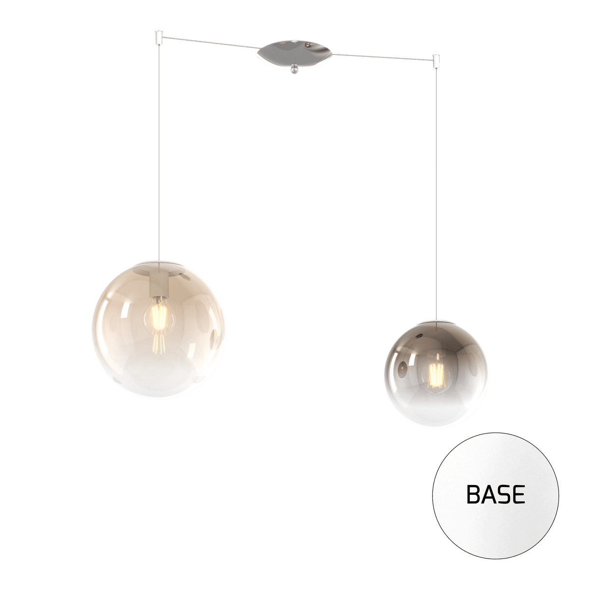 1194BI/S2 S MIX-AB BIG ECLIPSE SOSP. BIANCO 2 LUCI SPOSTABILE VETRI (1 PICCOLO AMBRA+1 MEDIO BRONZO)