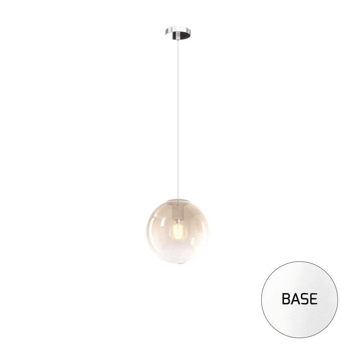 1194BI/S20-AM BIG ECLIPSE SOSP. BIANCO 1 LUCE VETRO PICCOLO AMBRA