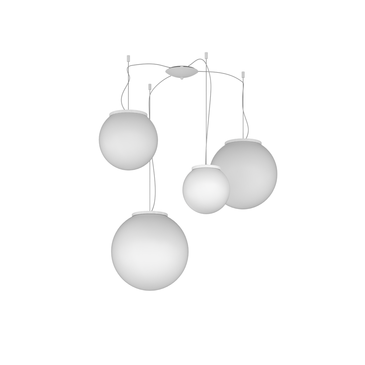 1195BI/S4-MIX MARS SOSPENSIONE BIANCO D.20+25+30+35 CM. 4 LUCI