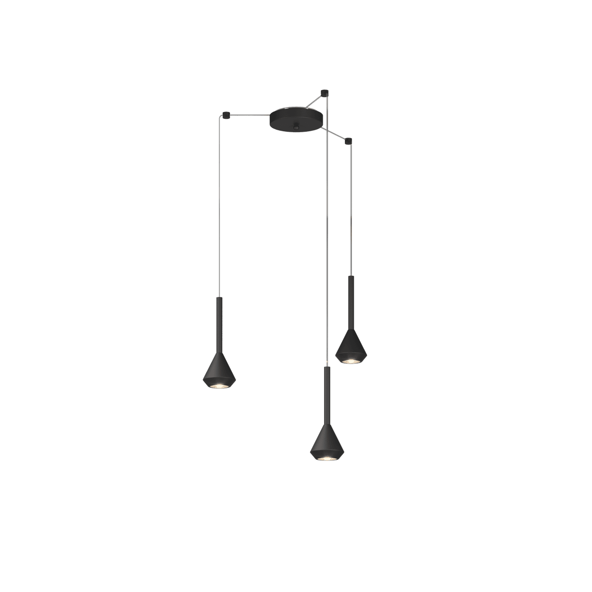 1202NE/S3 S-NE AYGO SOSP. 3 LUCI SPOSTABILE NERO CON CAVO CM.250