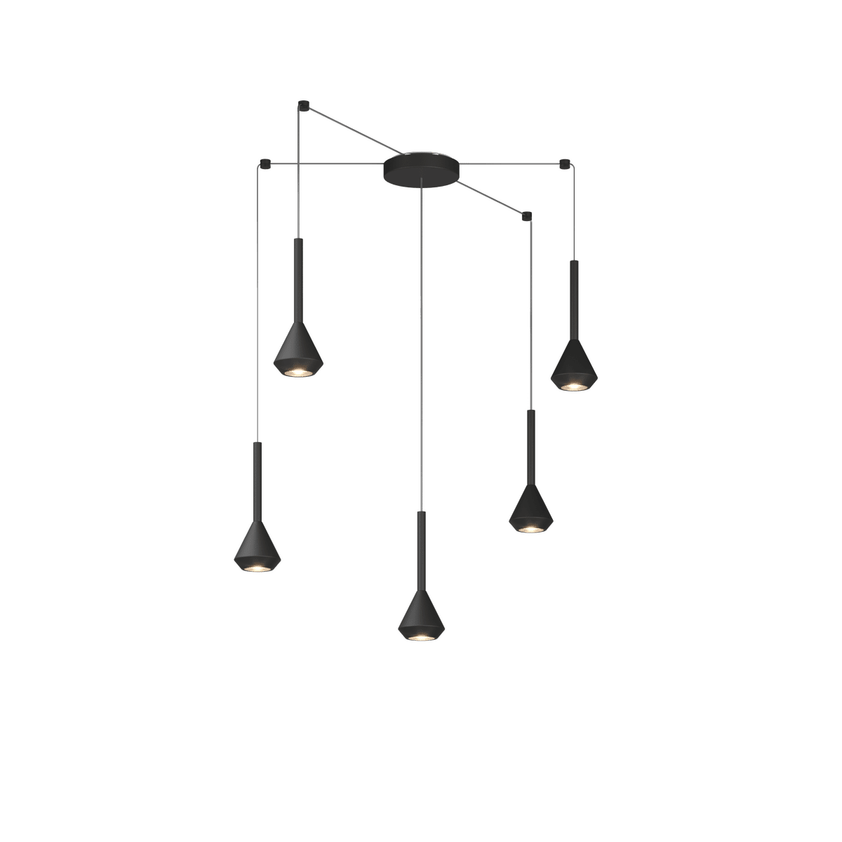 1202NE/S5 S-NE AYGO SOSP. 5 LUCI SPOSTABILE NERO CON CAVO CM.250
