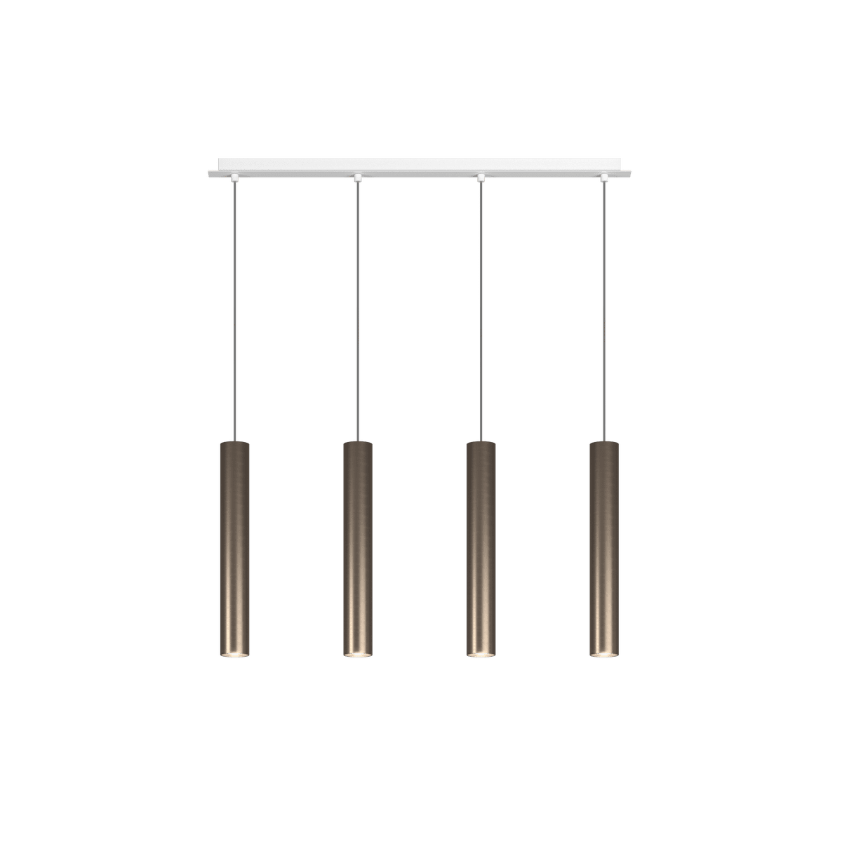1203BI/S4 R-BR XENA SOSP. 4 LUCI RETTANGOLARE BRONZO CON CAVO CM.250 E ROSONE BIANCO