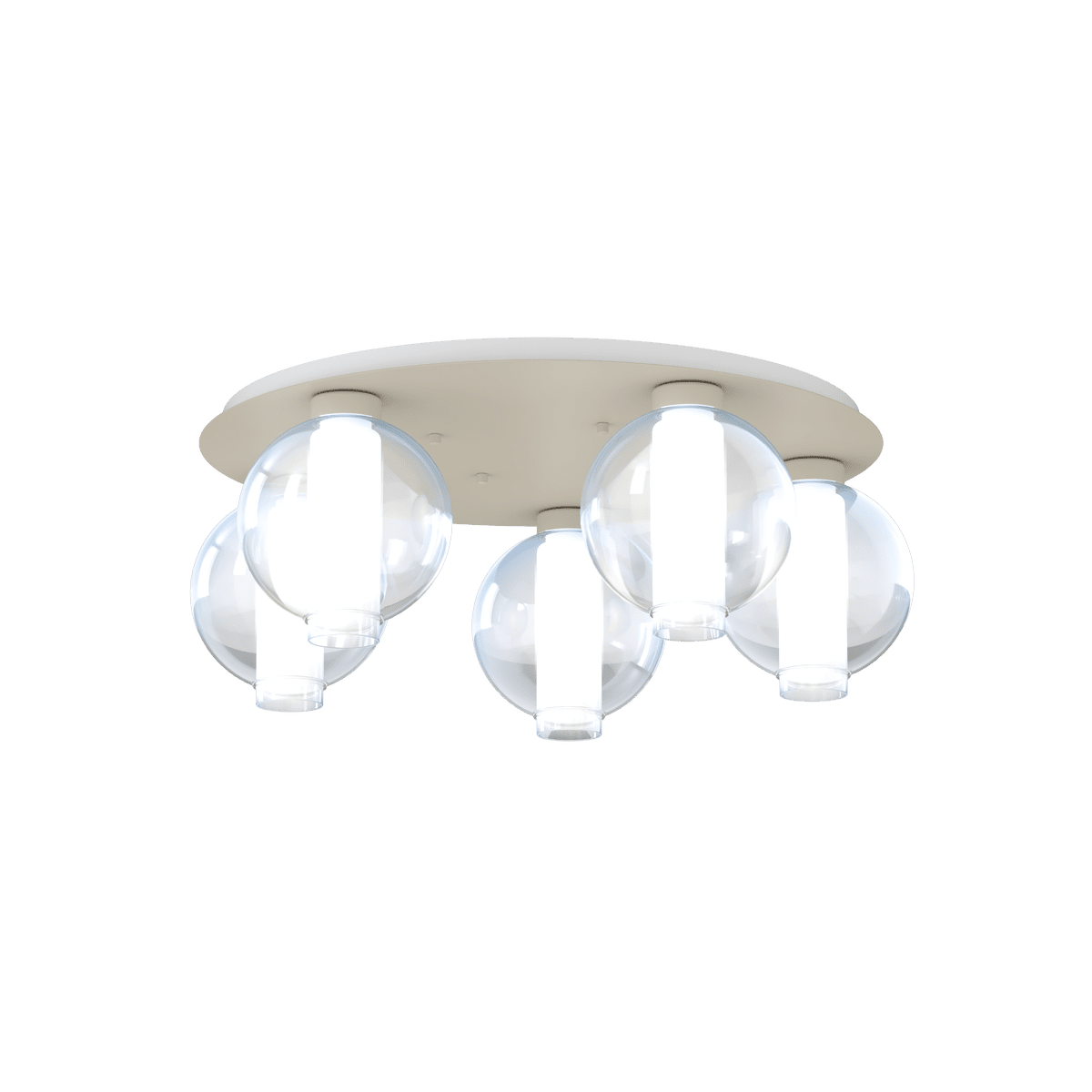 1207SA/PL5 T-BL V-LINE PLAFONIERA SABBIA 5 LUCI TONDO VETRI BLU