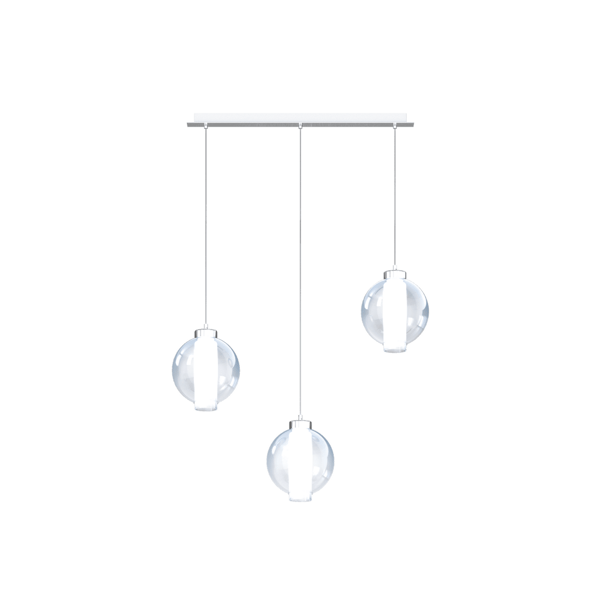 1215CR/S3 R-BL WAX SOSP. CROMO 3 LUCI RETTANGOLARE VETRI BLU