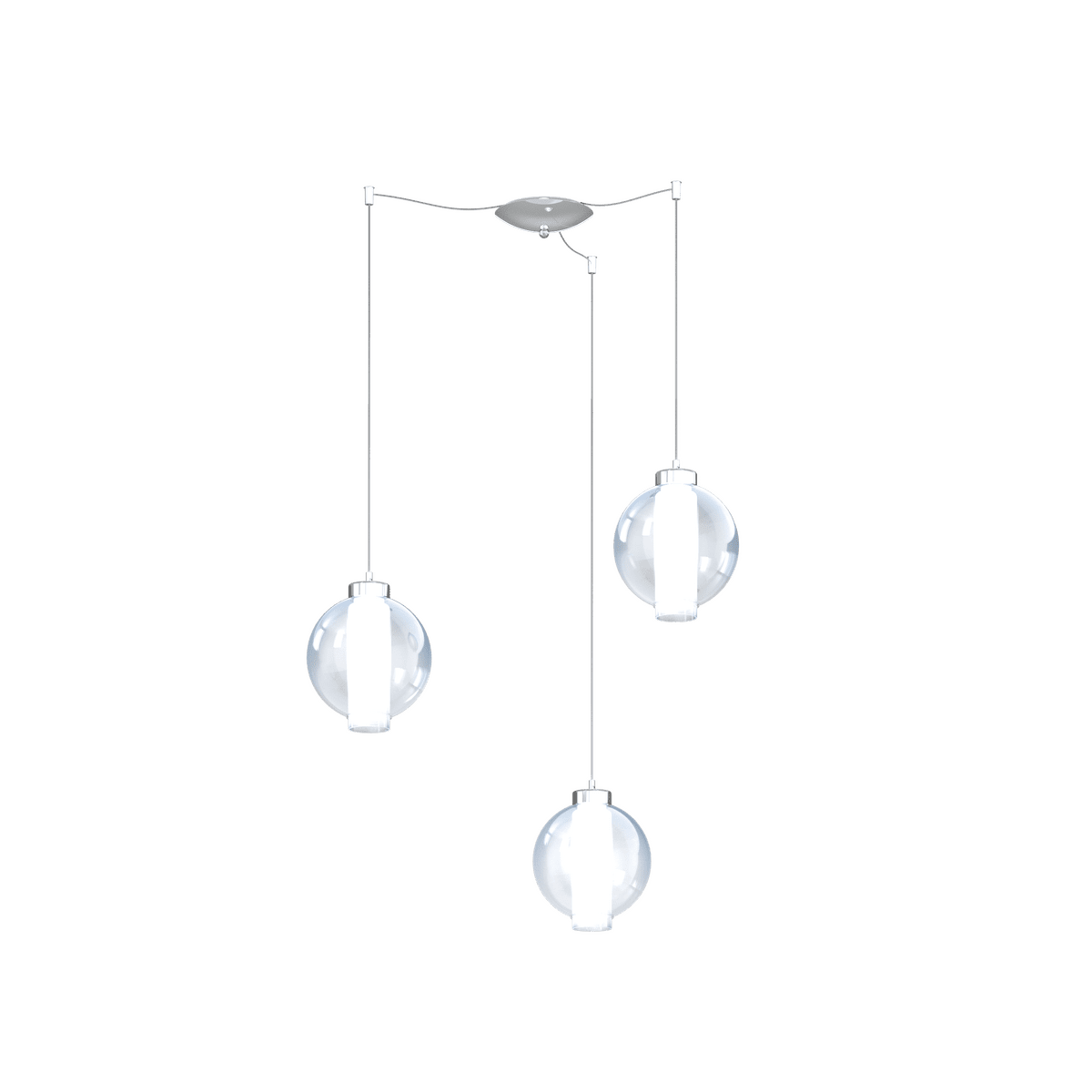 1215CR/S3 S-BL WAX SOSP. CROMO 3 LUCI SPOSTABILE VETRI BLU