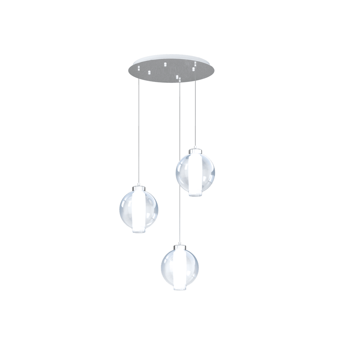 1215CR/S3 T-BL WAX SOSP. CROMO 3 LUCI TONDO VETRI BLU