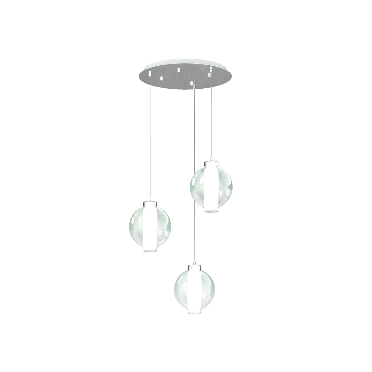 1215CR/S3 T-VE WAX SOSP. CROMO 3 LUCI TONDO VETRI VERDE
