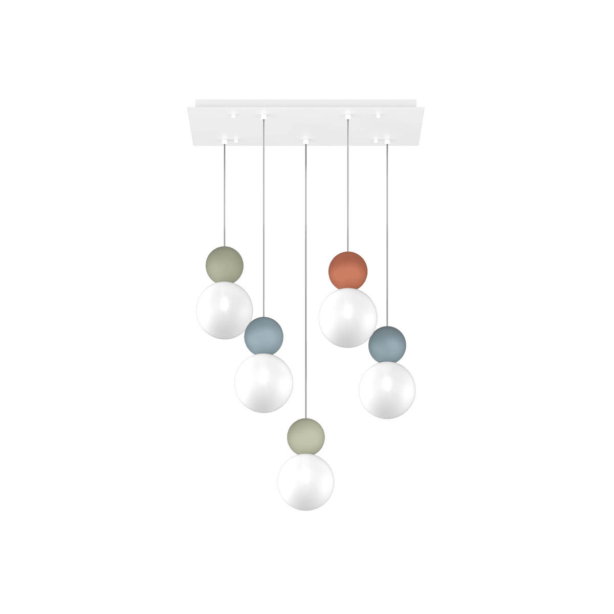 1228/S5 R-MC COTTAGE SOSPENSIONE RETTANGOLARE 5 LUCI MULTICOLOR (2XVE+2XBL+1XRT)