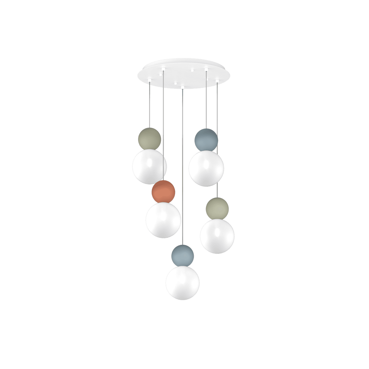 1228/S5 T-MC COTTAGE SOSPENSIONE TONDA 5 LUCI MULTICOLOR (2XVE+2XBL+1XRT)