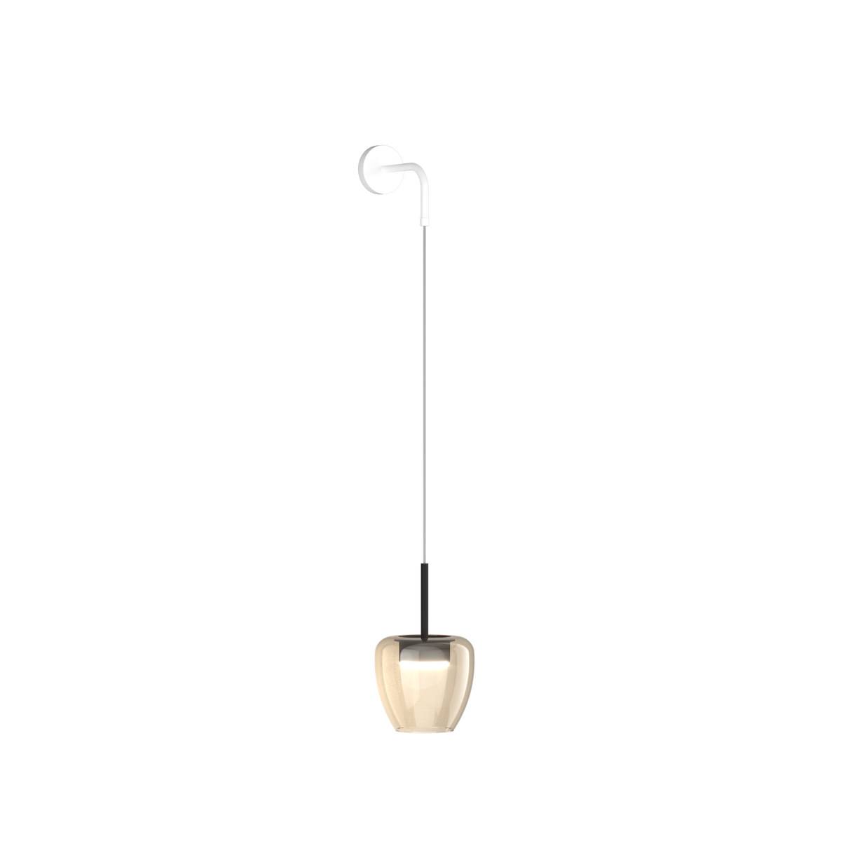 1236BI/A-AM APPLIQUE BIANCO 1 LUCE VETRO PICCOLO AMBRA