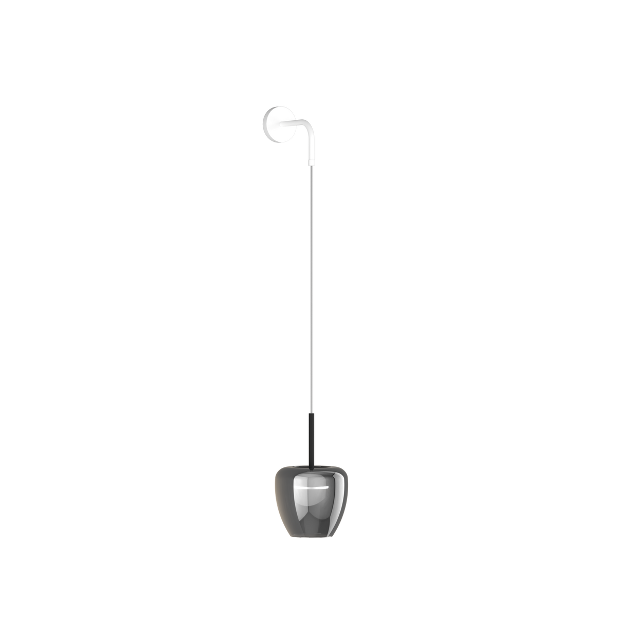 1236BI/A-FU APPLIQUE BIANCO 1 LUCE VETRO PICCOLO FUME