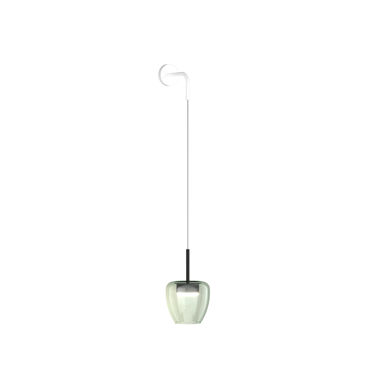 1236BI/A-VE APPLIQUE BIANCO 1 LUCE VETRO PICCOLO VERDE