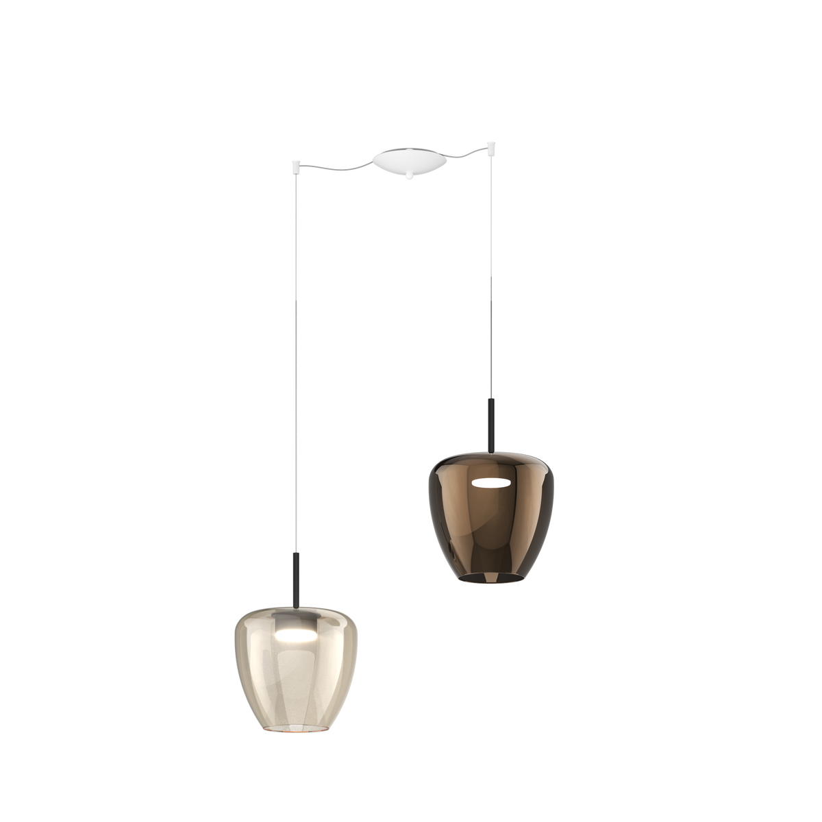1236BI/S2 SG-AB SOSP. BIANCO 2 LUCI SPOSTABILE VETRI GRANDI (1 AMBRA + 1 BRONZO)