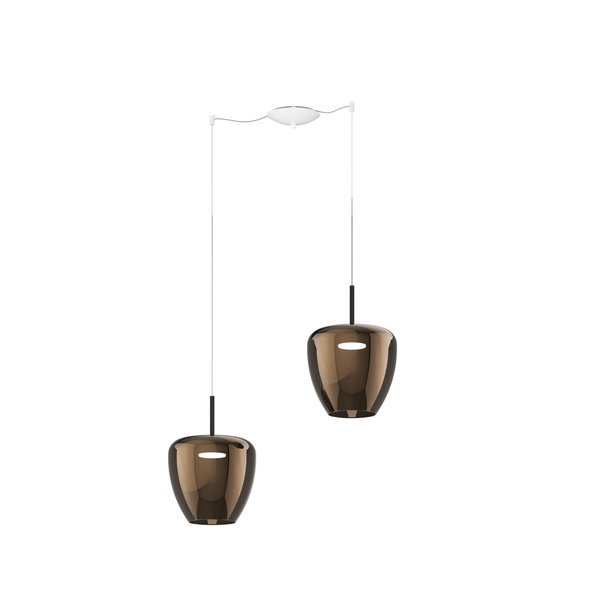 1236BI/S2 SG-BR SOSP. BIANCO 2 LUCI SPOSTABILE VETRI GRANDI BRONZO
