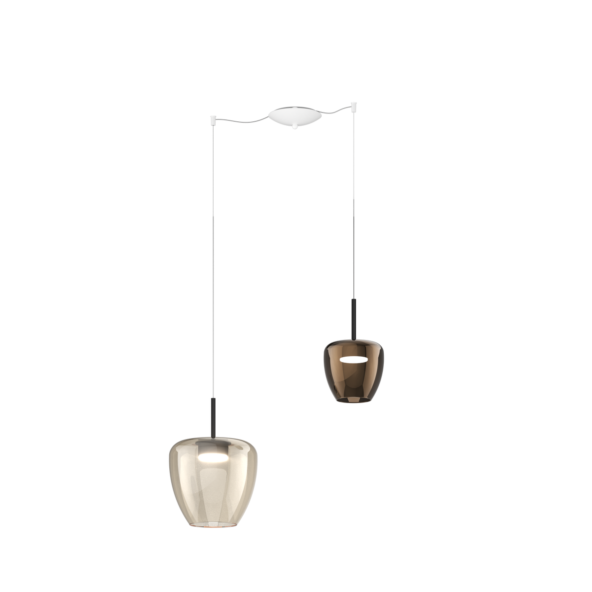 1236BI/S2 SMIX-AB SOSP. BIANCO 2 LUCI SPOSTABILE VETRI (1 PICCOLO BRONZO + 1 GRANDE AMBRA)