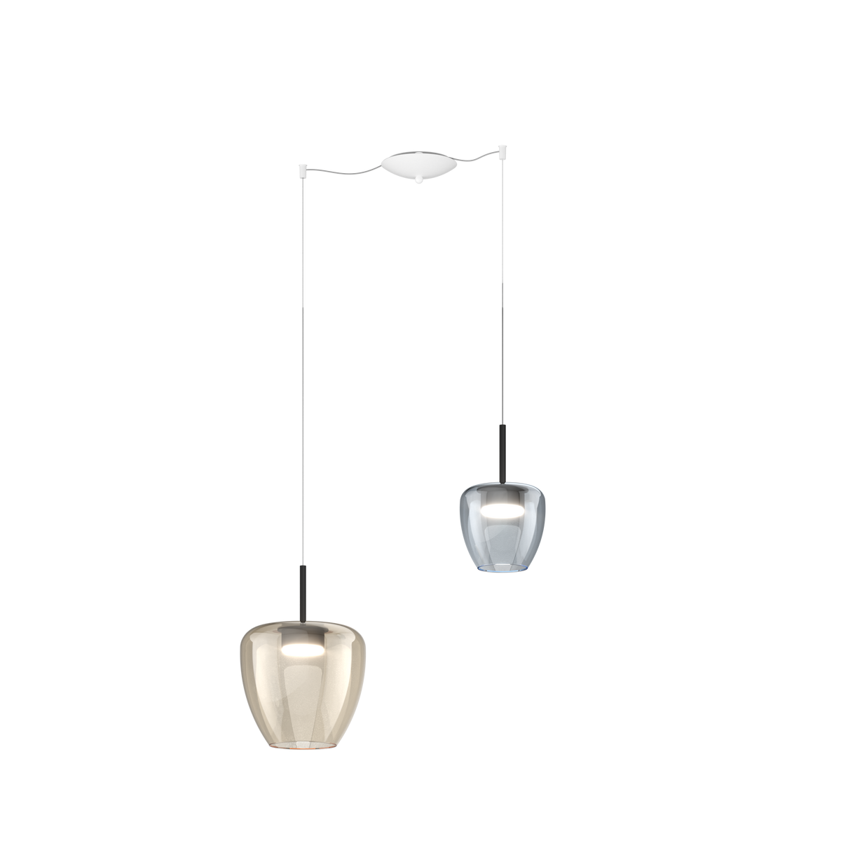 1236BI/S2 SMIX-MC SOSP. BIANCO 2 LUCI SPOSTABILE VETRI (1 PICCOLO BLU + 1 GRANDE AMBRA)