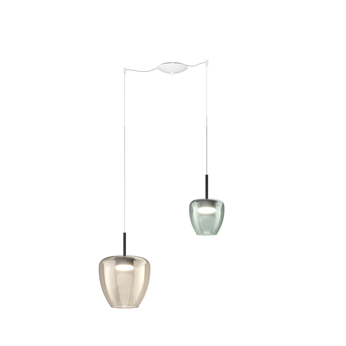 1236BI/S2 SMIX-MP SOSP. BIANCO 2 LUCI SPOSTABILE VETRI (1 PICCOLO VERDE + 1 GRANDE AMBRA)