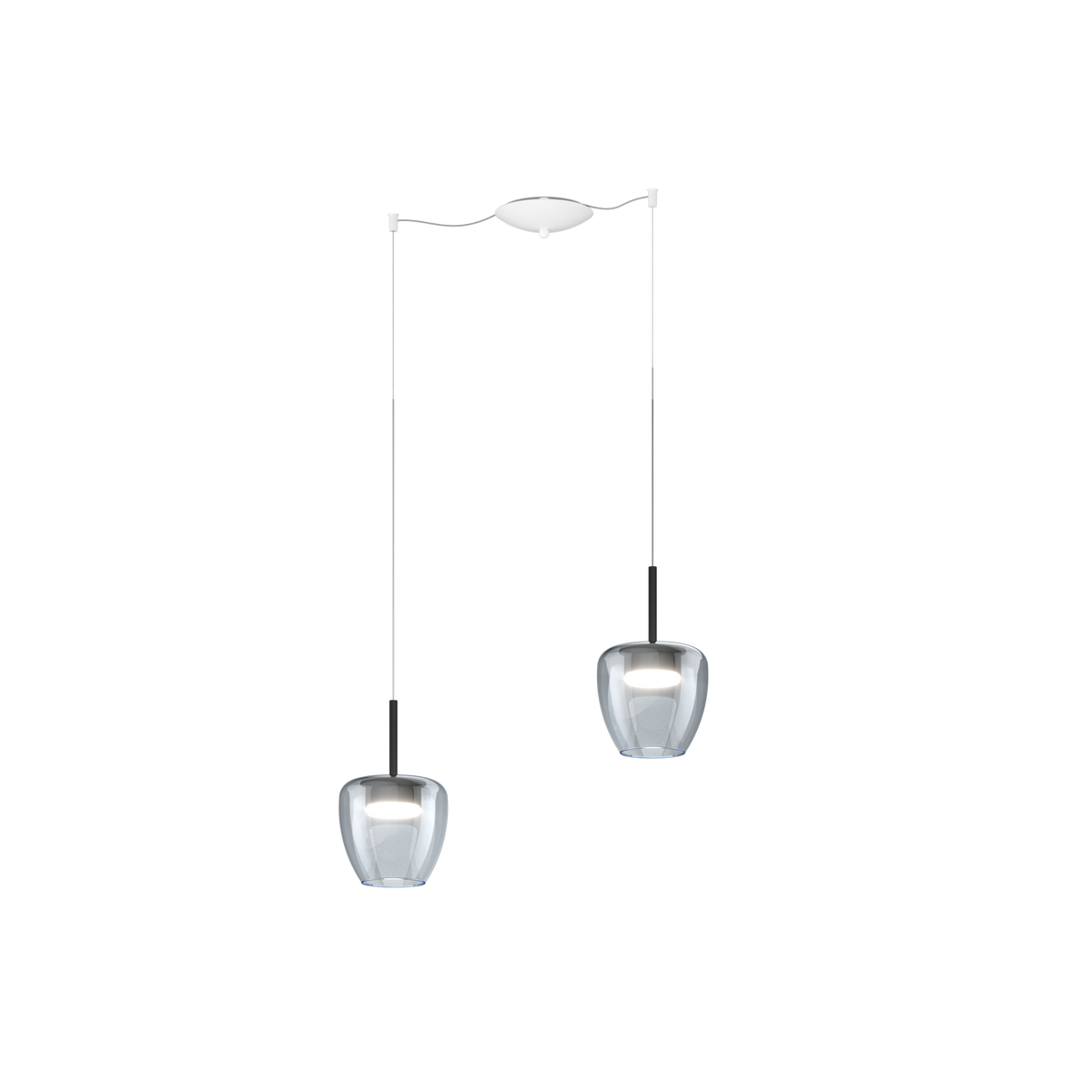 1236BI/S2 SP-BL SOSP. BIANCO 2 LUCI SPOSTABILE VETRI PICCOLI BLUE