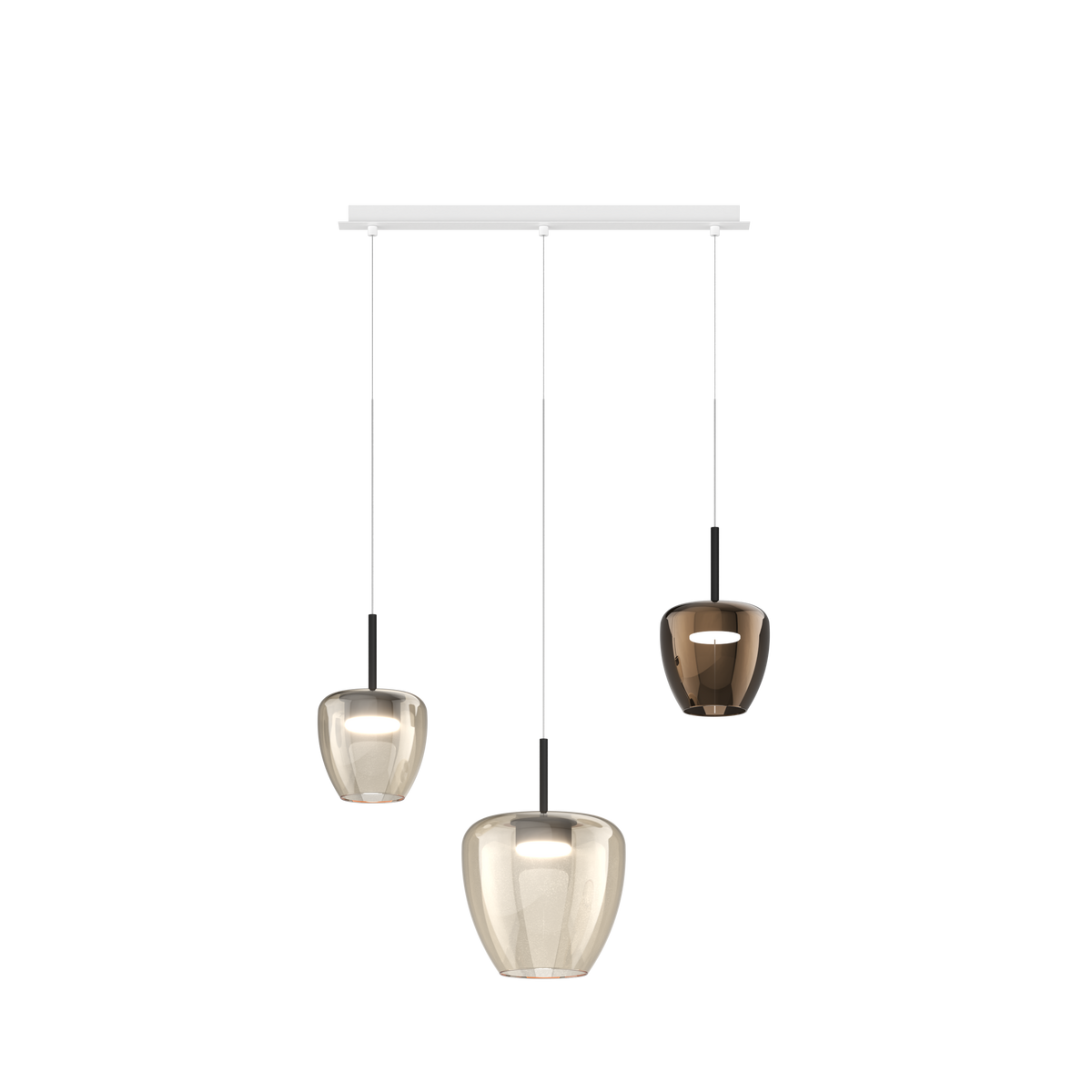 1236BI/S3 RMIX-AB SOSP. BIANCO 3 LUCI RETTANGOLARE VETRI (1 PICCOLO AMBRA + 1 PICCOLO BRONZO + 1 GRANDE AMBRA)