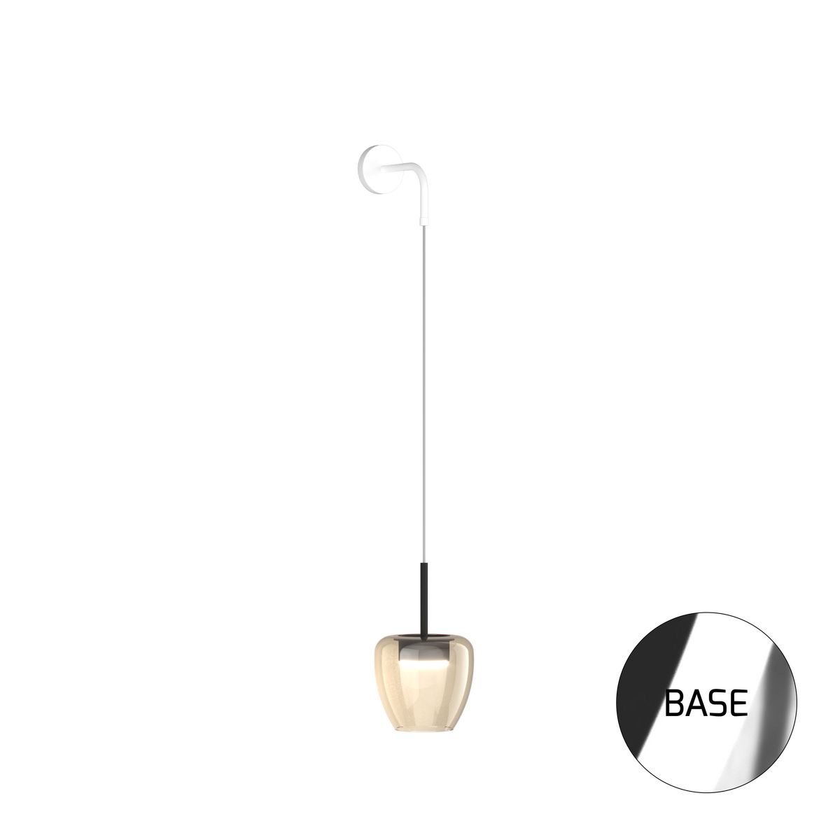 1236CR/A-AM APPLIQUE CROMO 1 LUCE VETRO PICCOLO AMBRA