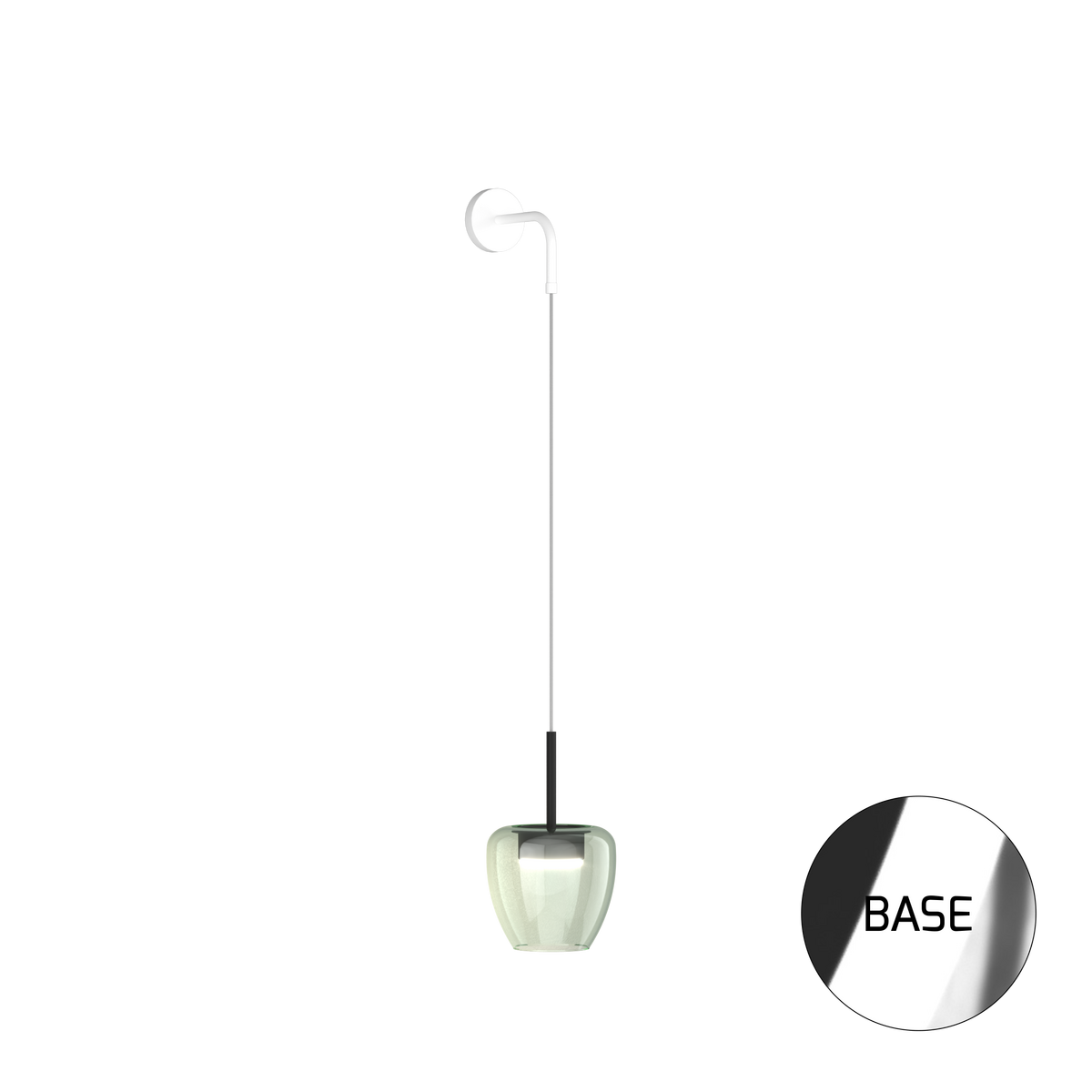 1236CR/A-VE APPLIQUE CROMO 1 LUCE VETRO PICCOLO VERDE