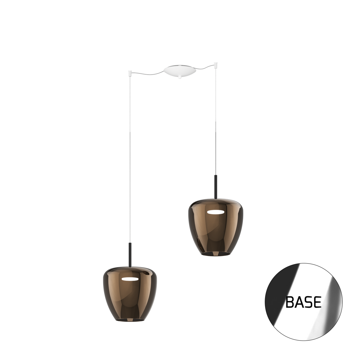1236CR/S2 SG-BR SOSP. CROMO 2 LUCI SPOSTABILE VETRI GRANDI BRONZO