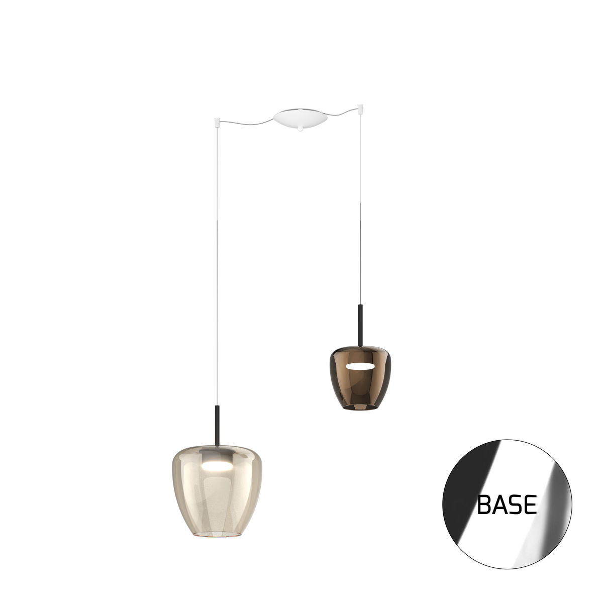 1236CR/S2 SMIX-AB SOSP. CROMO 2 LUCI SPOSTABILE VETRI (1 PICCOLO BRONZO + 1 GRANDE AMBRA)