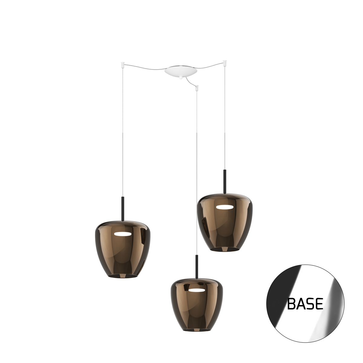 1236CR/S3 SG-BR SOSP. CROMO 3 LUCI SPOSTABILE VETRI GRANDI BRONZO