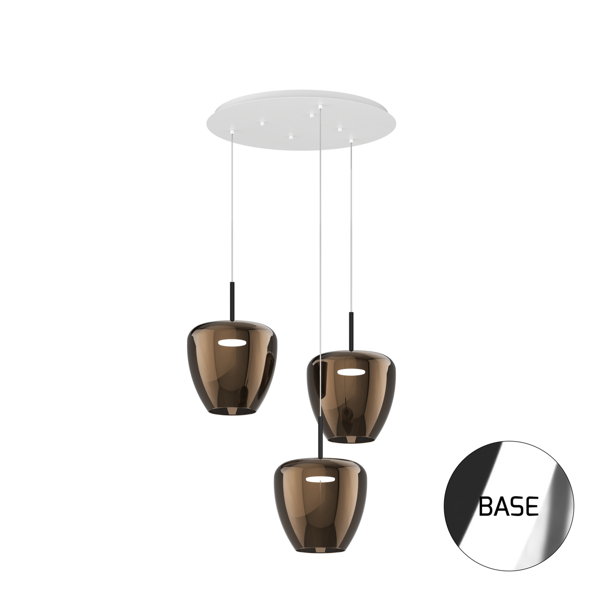 1236CR/S3 TG-BR SOSP. CROMO 3 LUCI TONDO VETRI GRANDI BRONZO