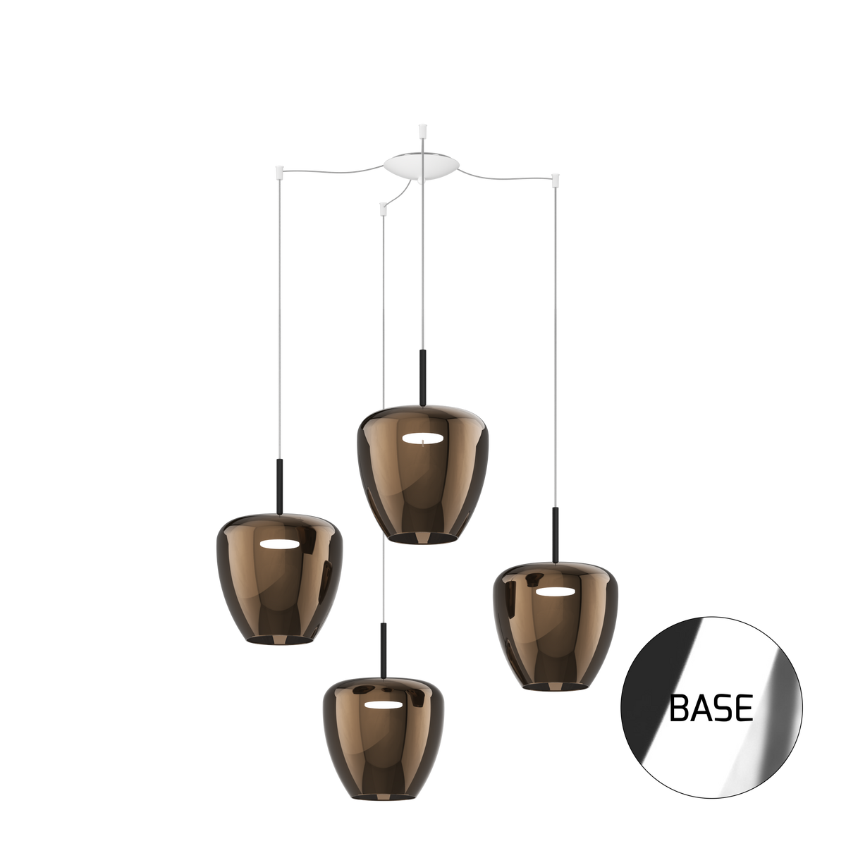 1236CR/S4 SG-BR SOSP. CROMO 4 LUCI SPOSTABILE VETRI GRANDI BRONZO