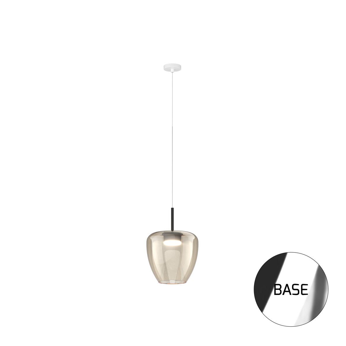 1236CR/SG-AM SOSP. CROMO 1 LUCE VETRO GRANDE AMBRA