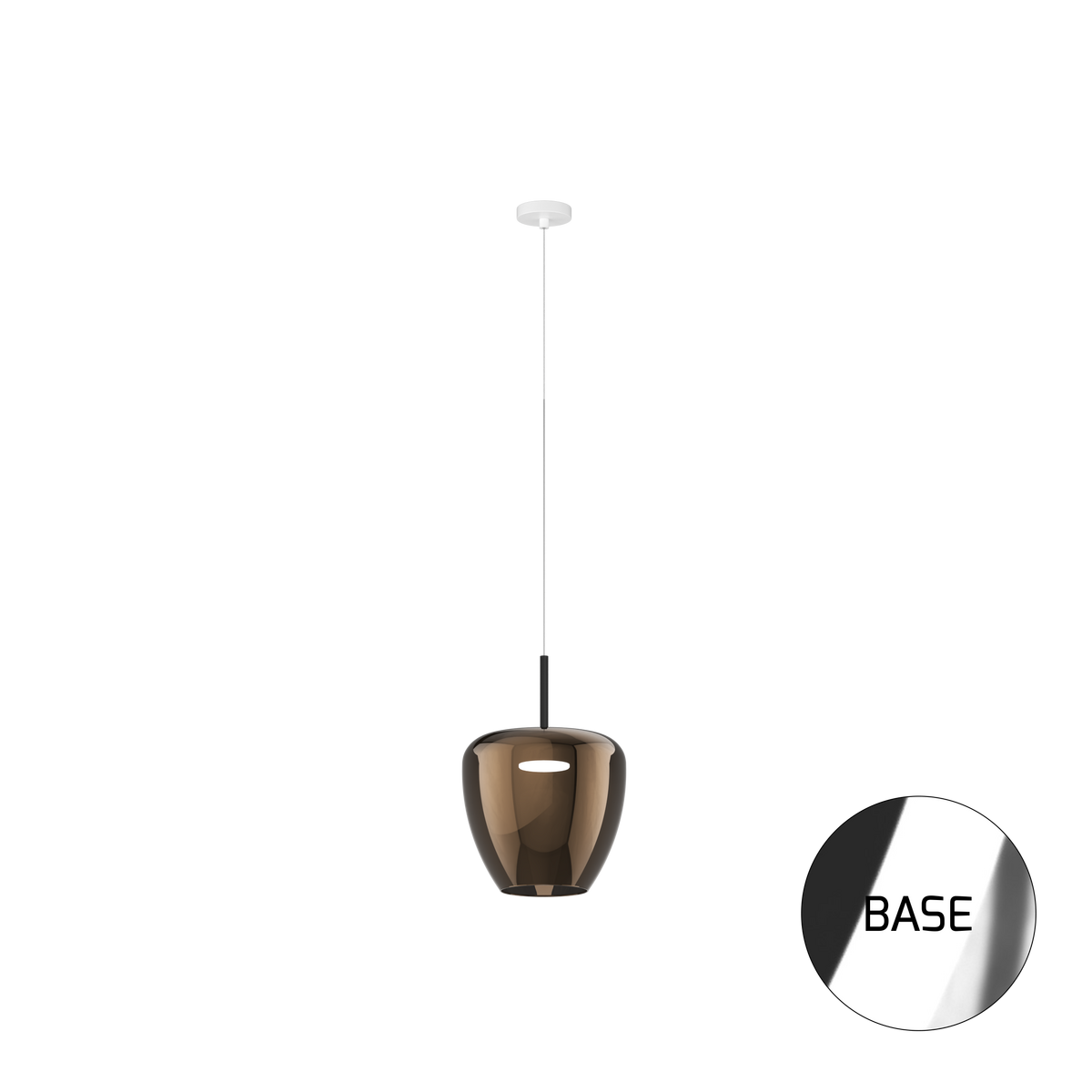 1236CR/SG-BR SOSP. CROMO 1 LUCE VETRO GRANDE BRONZO