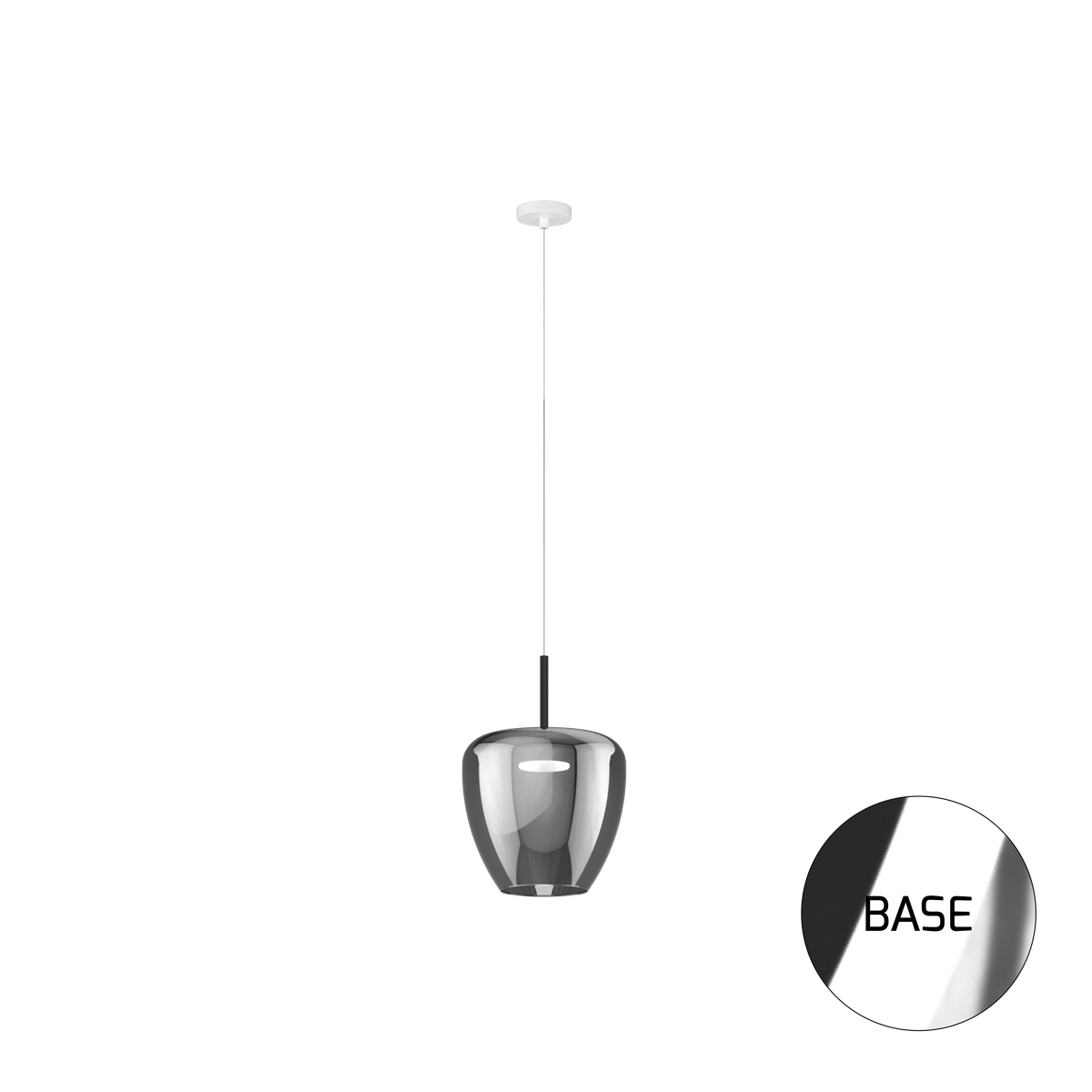 1236CR/SG-FU SOSP. CROMO 1 LUCE VETRO GRANDE FUME