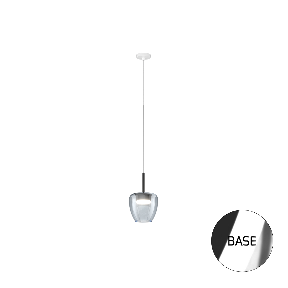 1236CR/SP-BL SOSP. CROMO 1 LUCE VETRO PICCOLO BLU