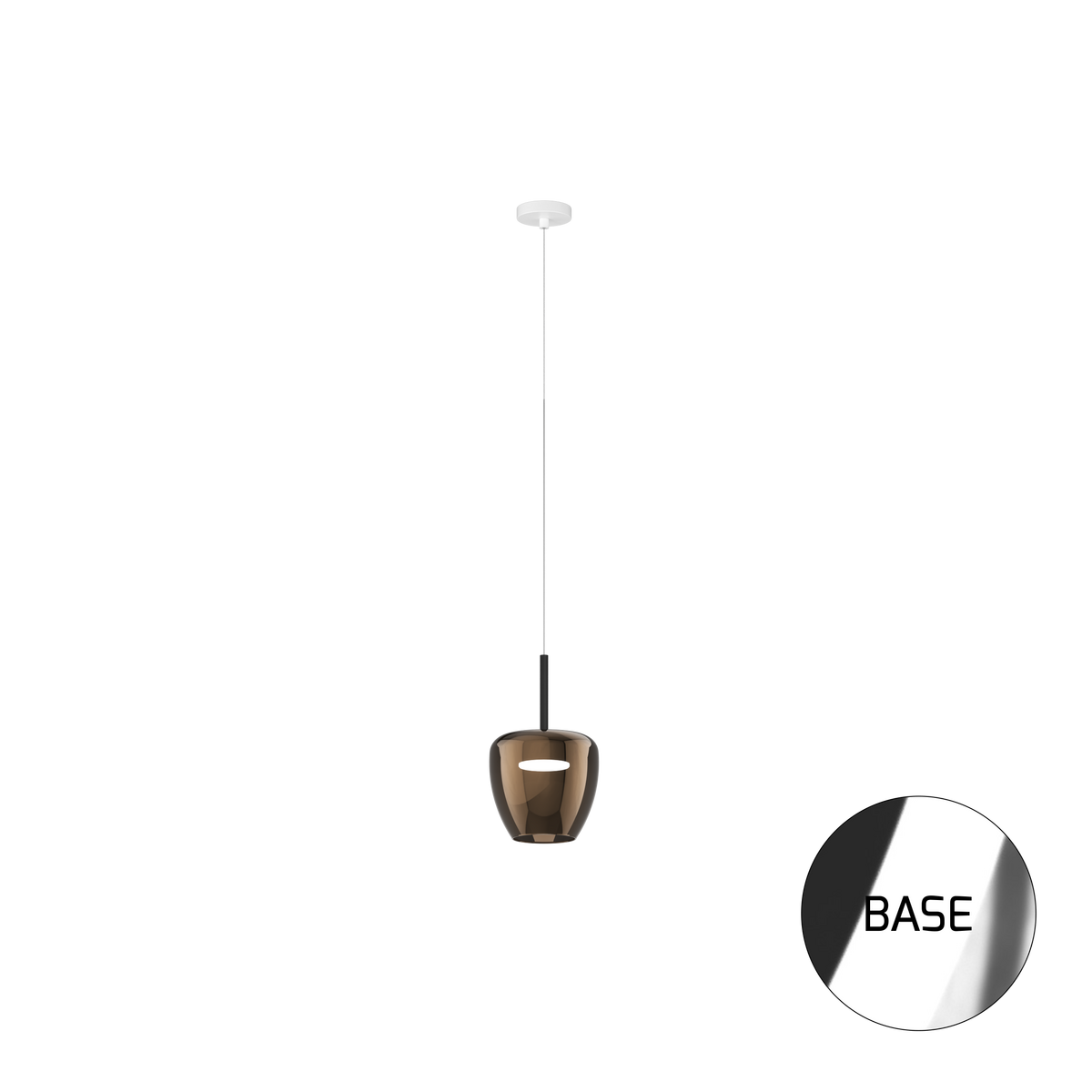 1236CR/SP-BR SOSP. CROMO 1 LUCE VETRO PICCOLO BRONZO