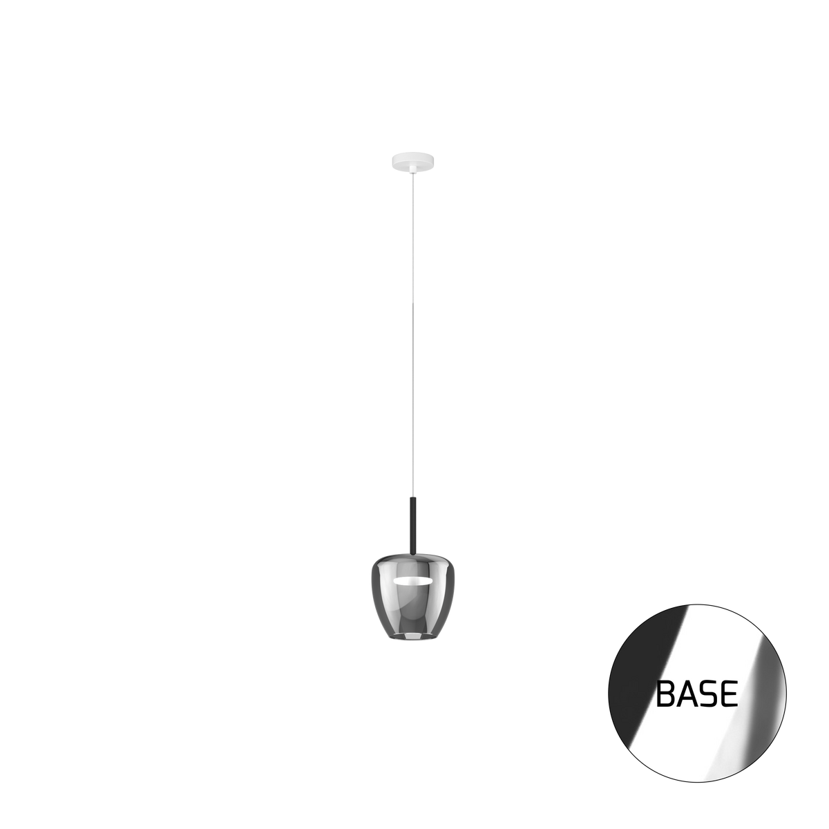 1236CR/SP-FU SOSP. CROMO 1 LUCE VETRO PICCOLO FUME