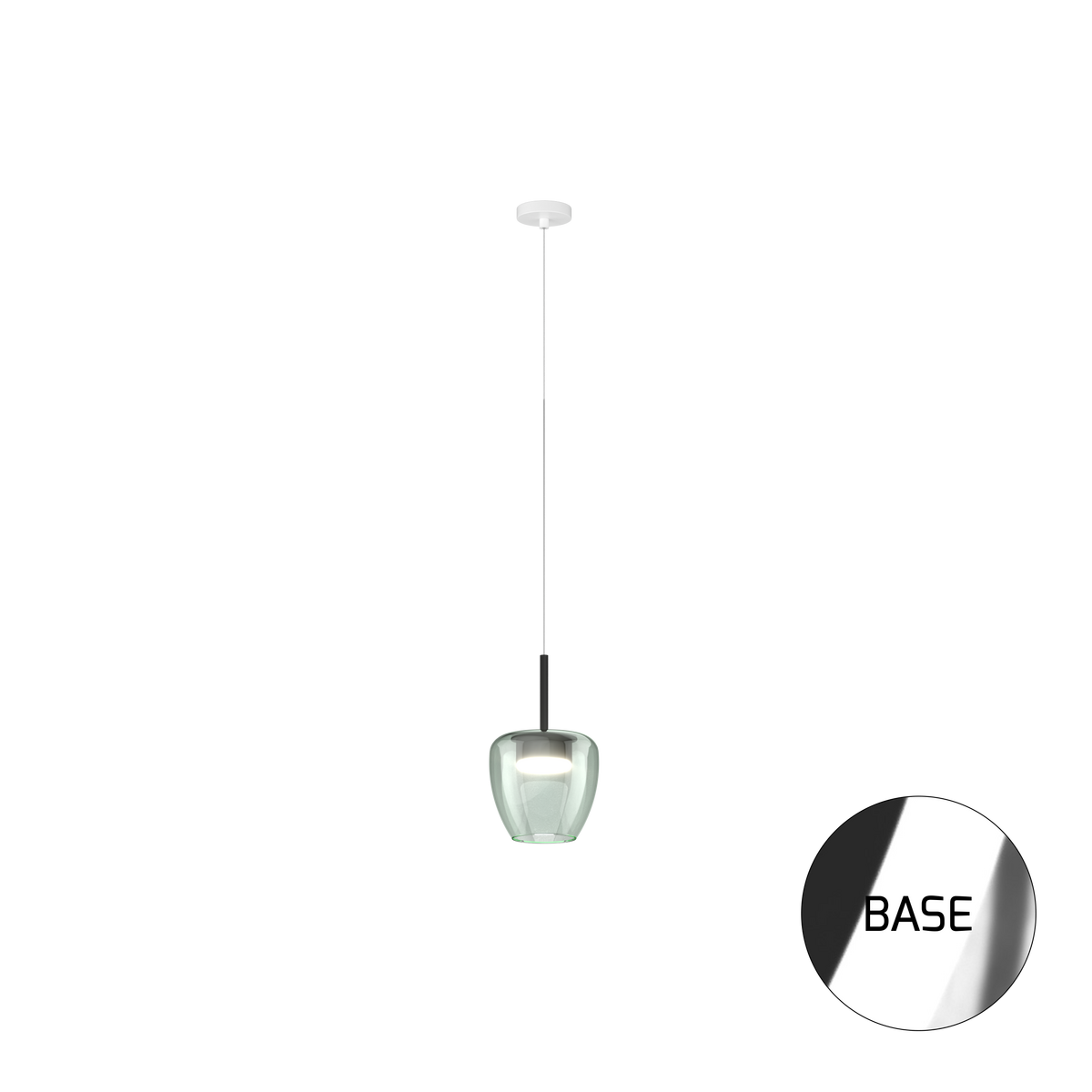 1236CR/SP-VE SOSP. CROMO 1 LUCE VETRO PICCOLO VERDE