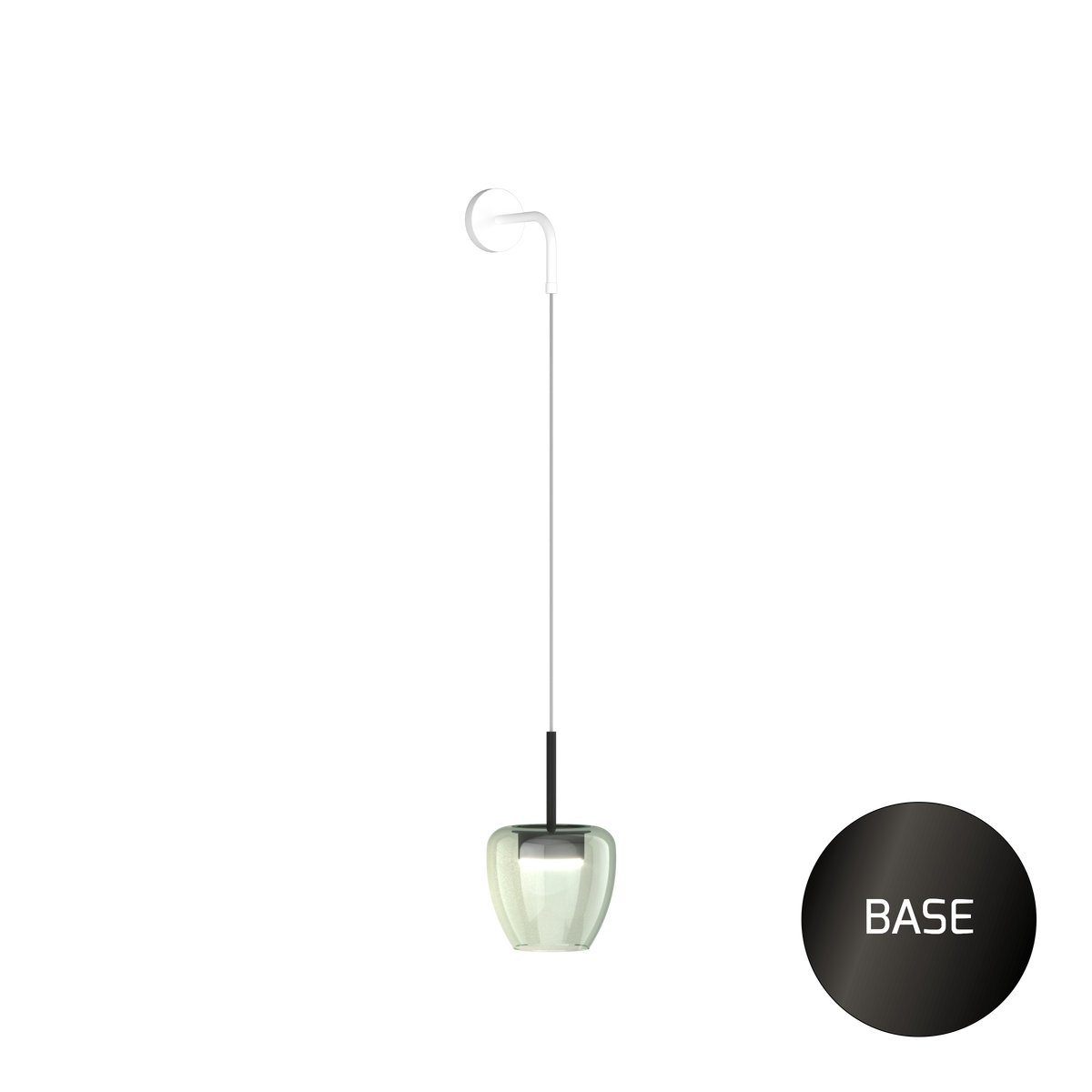 1236NB/A-VE APPLIQUE NEARLY BLACK 1 LUCE VETRO PICCOLO VERDE