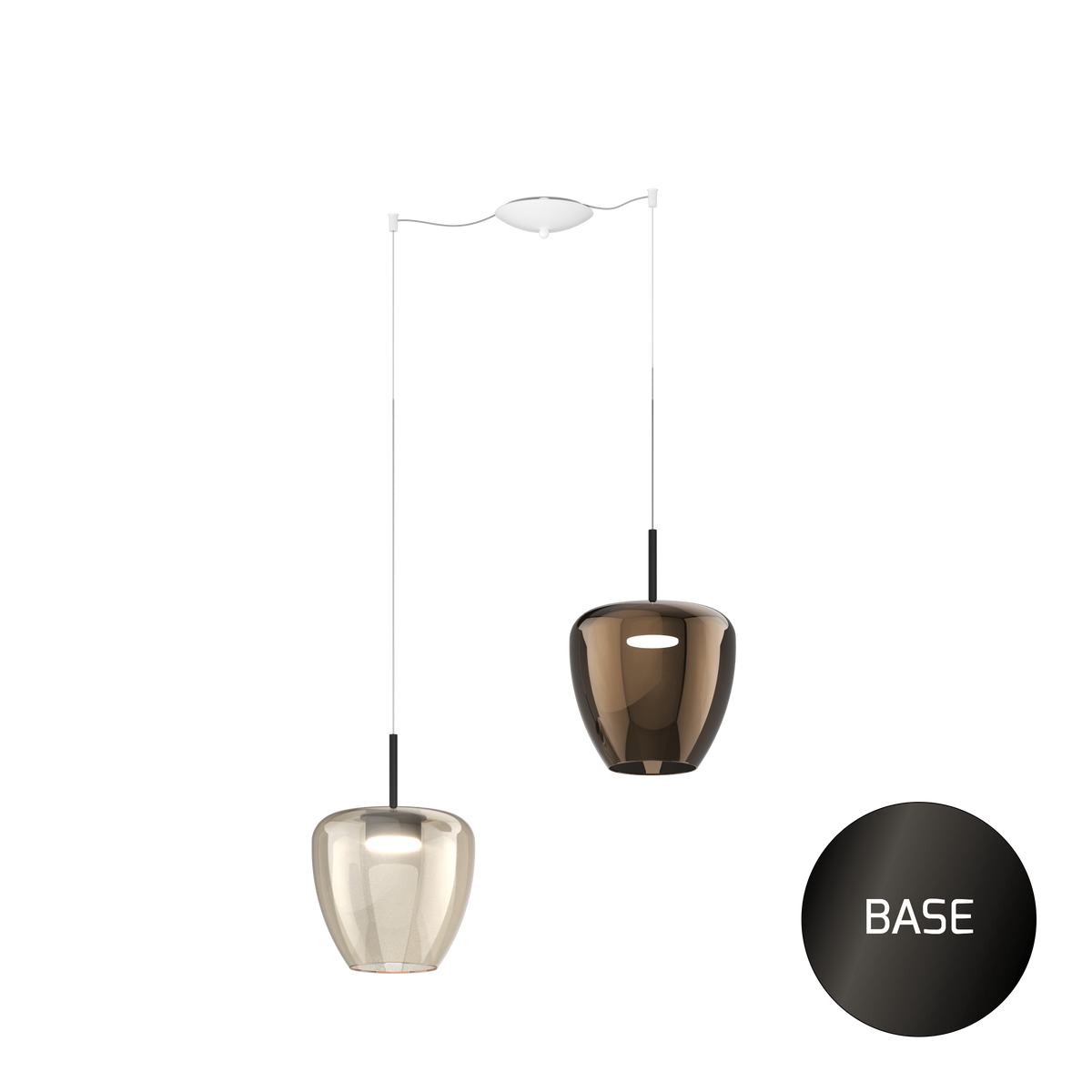 1236NB/S2 SG-AB SOSP. NEARLY BLACK 2 LUCI SPOSTABILE VETRI GRANDI (1 AMBRA + 1 BRONZO)
