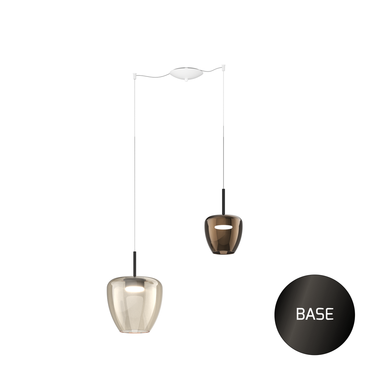 1236NB/S2 SMIX-AB SOSP. NEARLY BLACK 2 LUCI SPOSTABILE VETRI (1 PICCOLO BRONZO + 1 GRANDE AMBRA)