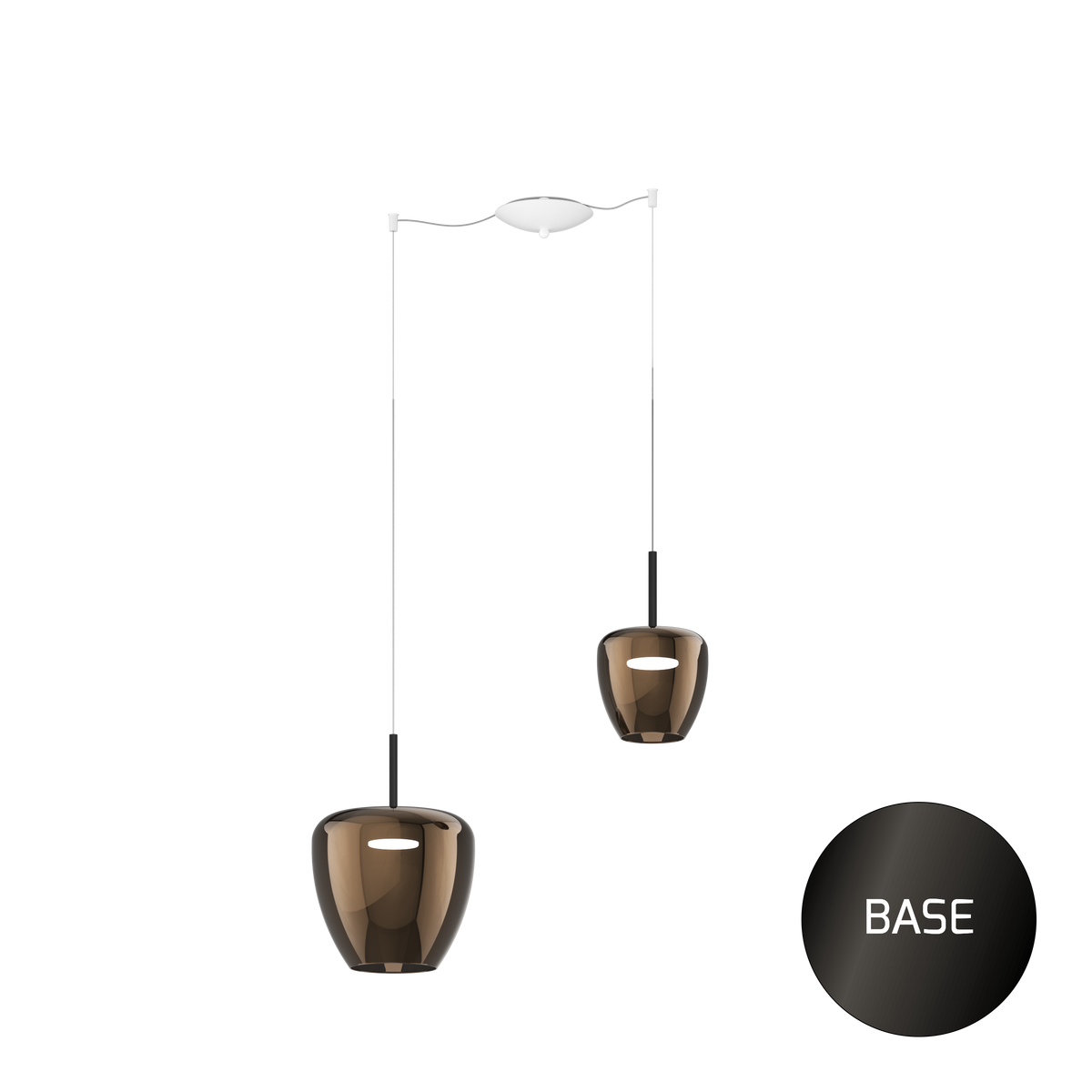 1236NB/S2 SMIX-BR SOSP. NEARLY BLACK 2 LUCI SPOSTABILE VETRI (1 PICCOLO + 1 GRANDE) TUTTI BRONZO