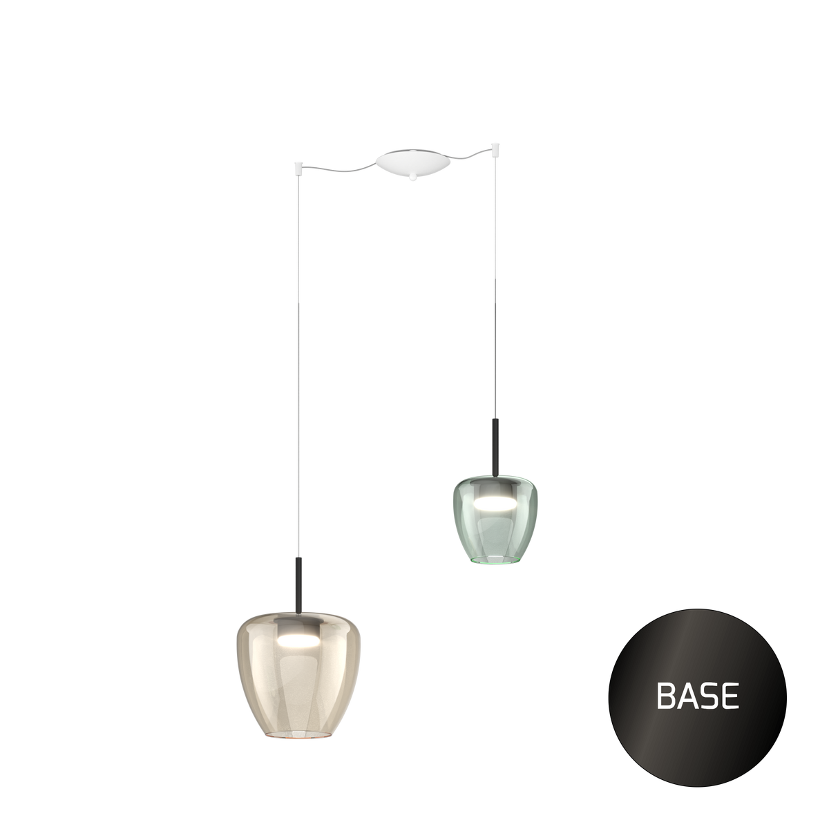 1236NB/S2 SMIX-MP SOSP. NEARLY BLACK 2 LUCI SPOSTABILE VETRI (1 PICCOLO VERDE + 1 GRANDE AMBRA)