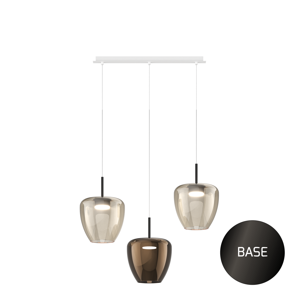 1236NB/S3 RG-AB SOSP. NEARLY BLACK 3 LUCI RETTANGOLARE VETRI GRANDI (2 AMBRA + 1 BRONZO)