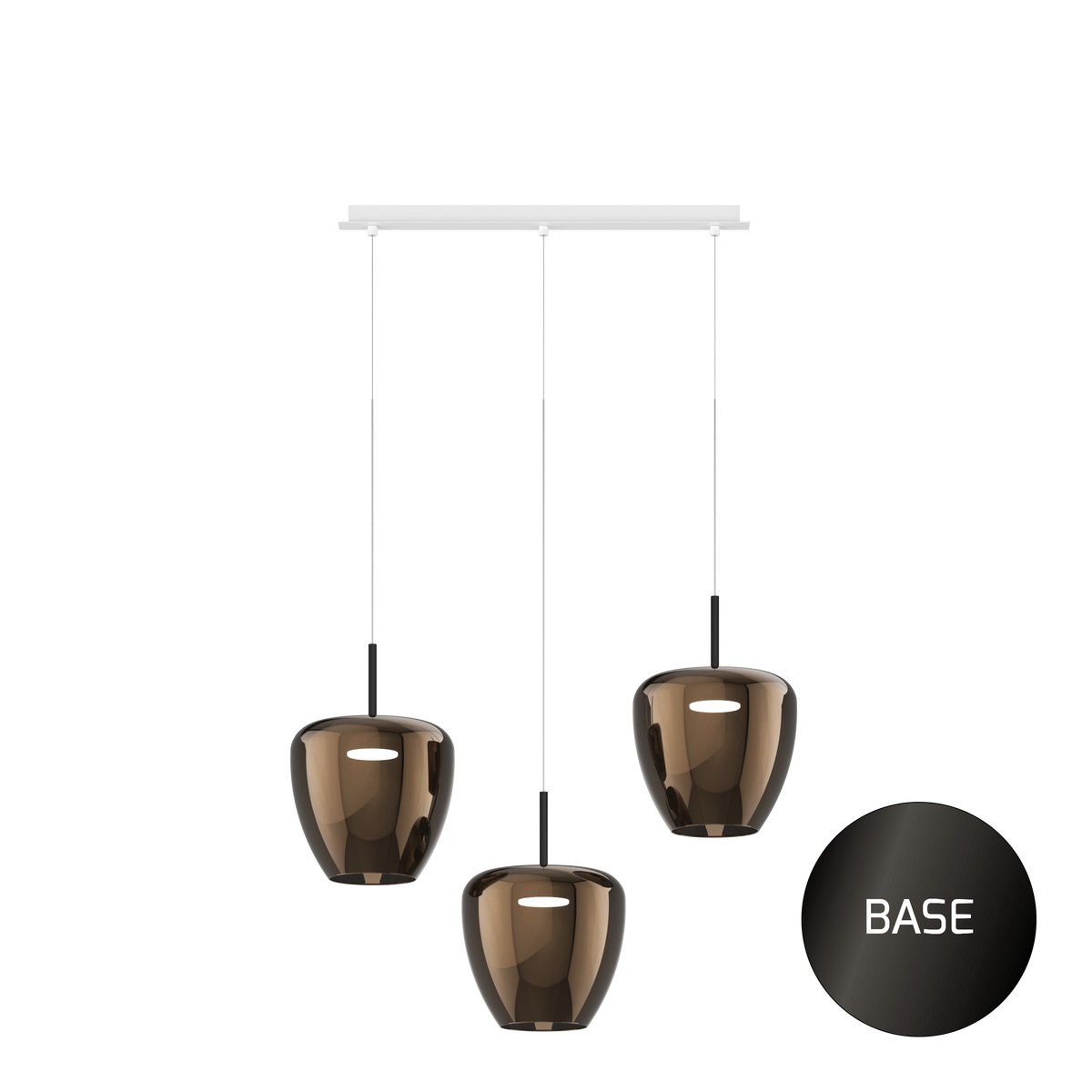 1236NB/S3 RG-BR SOSP. NEARLY BLACK 3 LUCI RETTANGOLARE VETRI GRANDI BRONZO